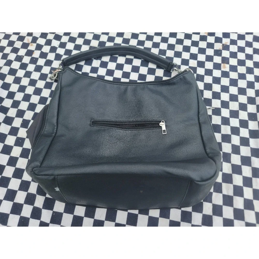 Black Rhinestone Hobo Shoulder Bag Bling Purse Top Handle‎ Faux Leather